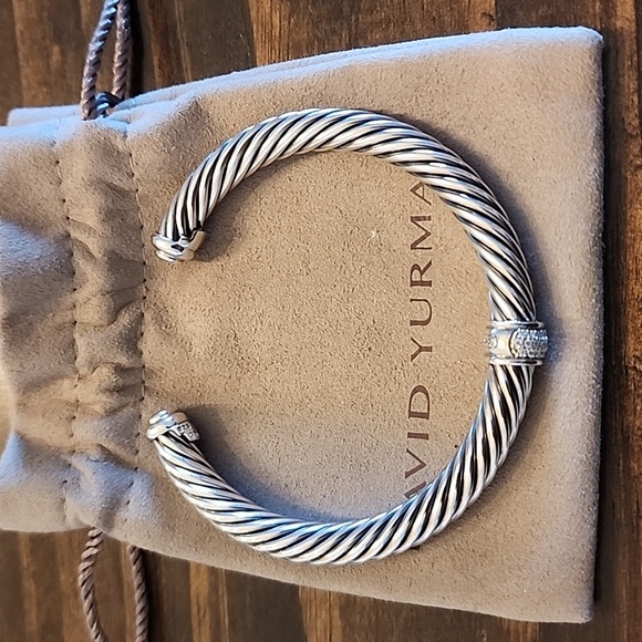 David Yurman Jewelry - David Yurman Large 7mm Sterling Silver 925 and Diamond Bracelet Cuff